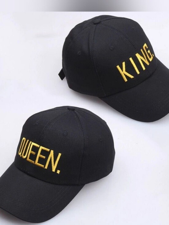 None Accessories - Unbranded Black 'KING' and 'QUEEN' Embroidered Baseball Cap
